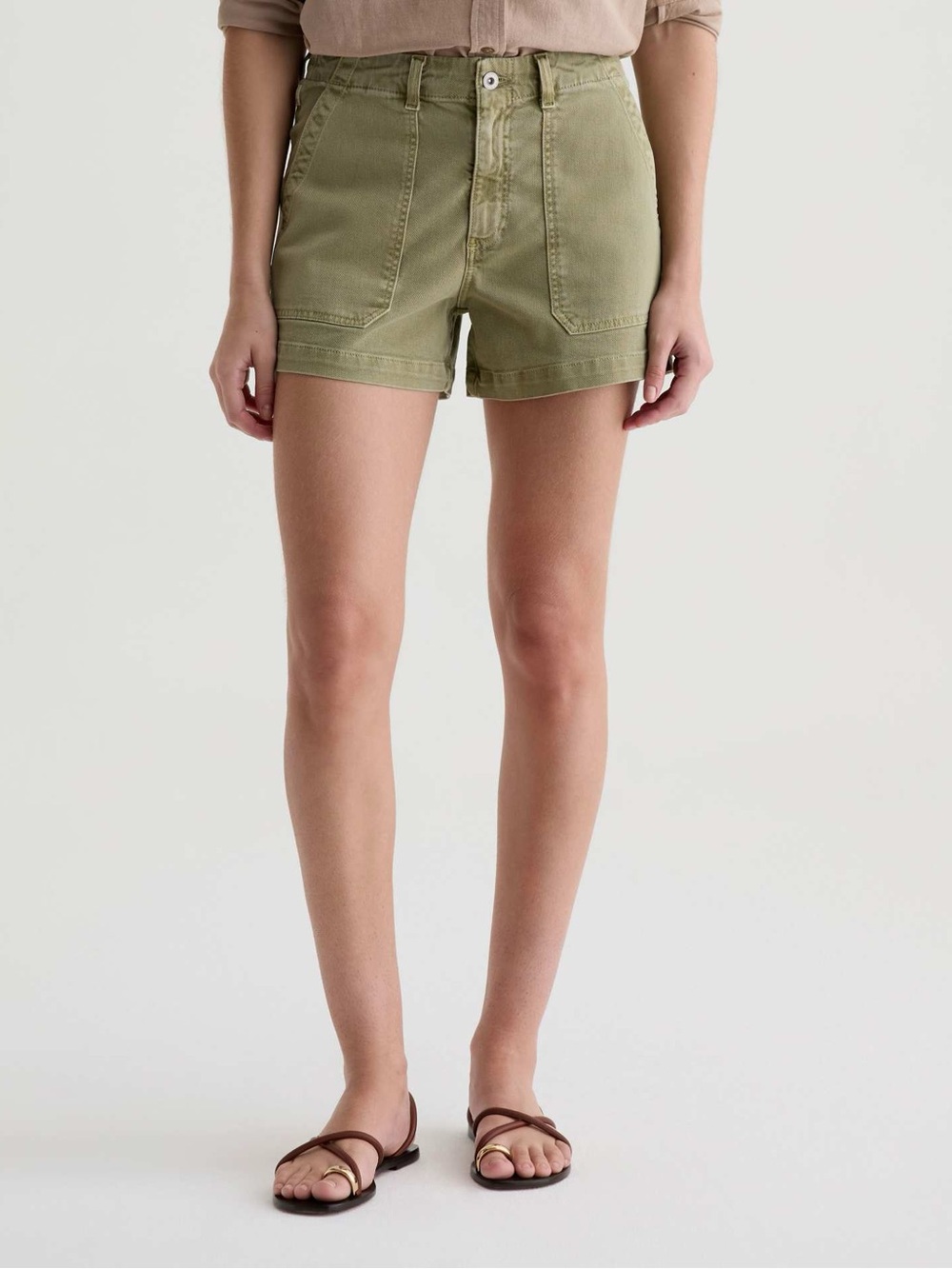 AG Jeans Sulfur Basil Analeigh Green High-Rise Utility Jean Shorts